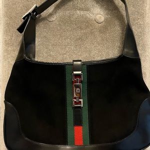 Gucci 1961 Suede Leather Web Jackie BLACK